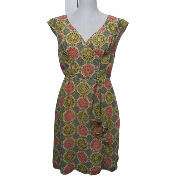 eShakti Floral Mini Dress - Pink and Yellow - Picture 1 of 10